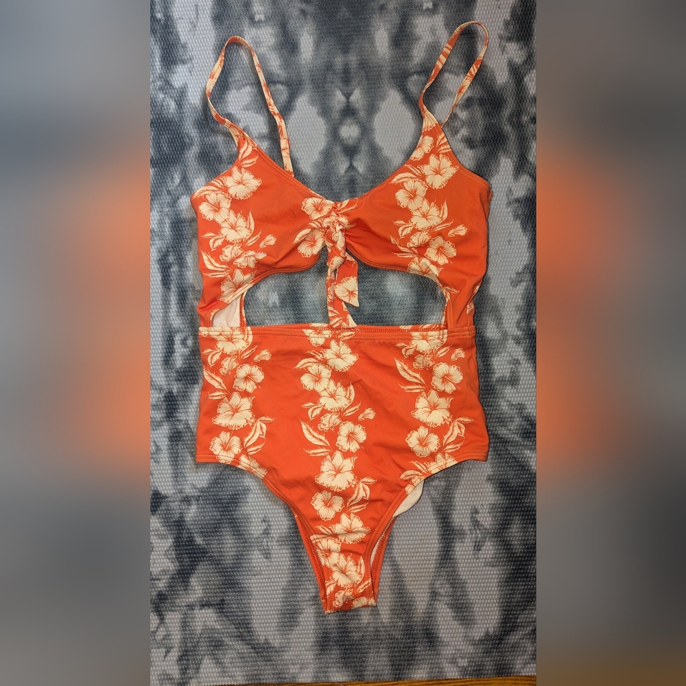 Urban Outfitters Out From Under Printed Tie-Front Cut-Out One-Piece Swimsuit